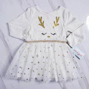 Cat And Jack Holiday Dress Tutu Beige 18 Months